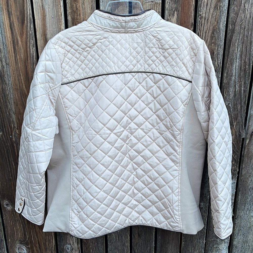 Cavalini 3X Quilted Coat Jacket Zip Up Nwt New Cream Tan Fleece Lined Plus Size - Picture 8 of 8